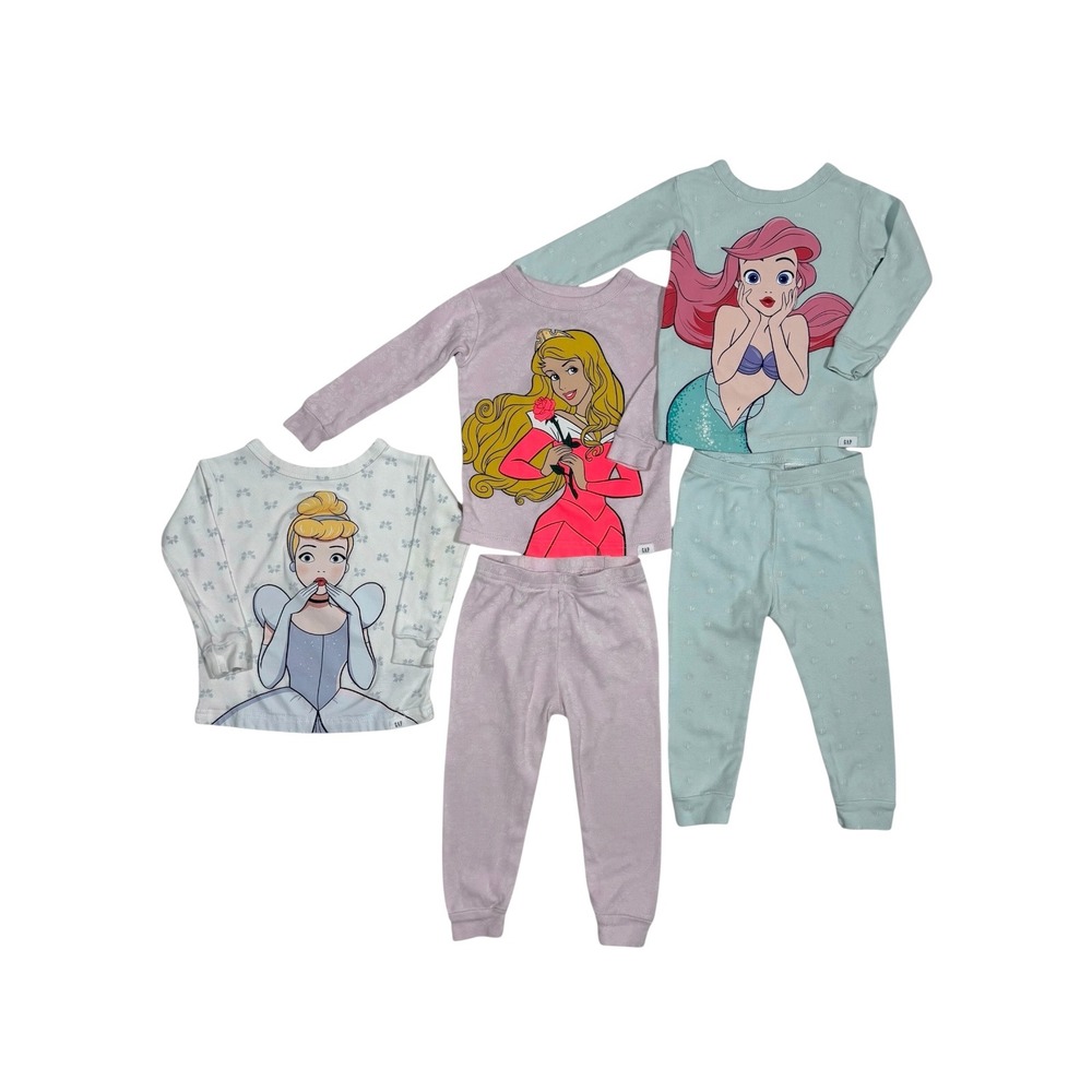 Baby GAP Disney Princess Organic Cotton Pajama Set 18-24 Months 5pc Ariel Aurora